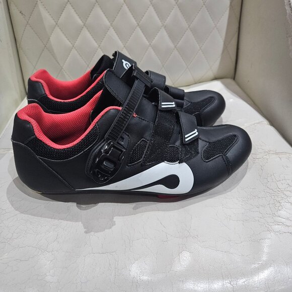 Peloton Mens Cycling Shoes Size 46 Black & Red Synthetic Upper With Adjustable S - Picture 3 of 8